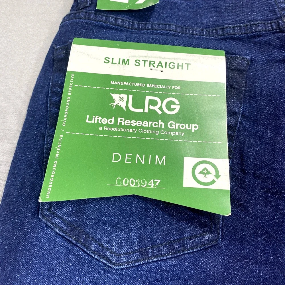 NEW LRG Lifted Research Group Jeans Mens 29x30 Slim Straight Stretch Dark Wash ^